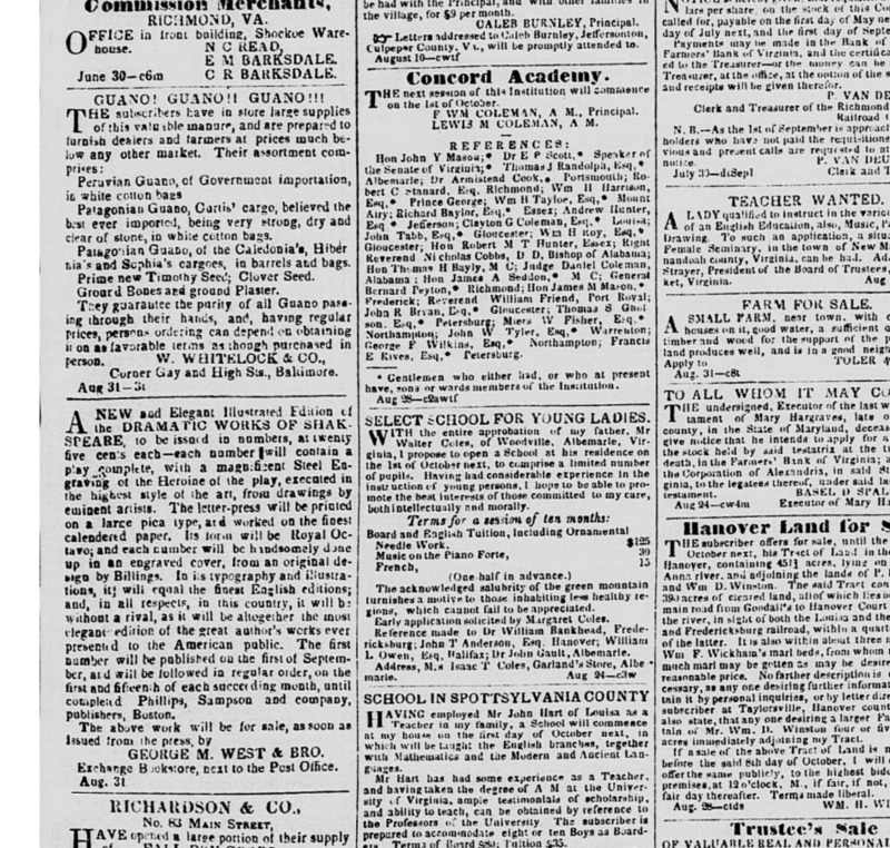 Shakspeare Richond Enquirer 1849.png