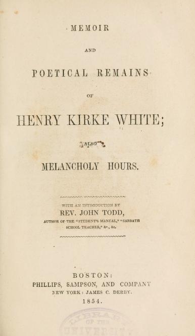memoirpoeticalremains Henry Kirke White.jpg