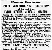 Emma Lazarus Issue of American Hebrew ad.jpg