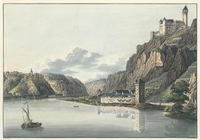 1850 Vue de St. Goar, de Rheinfels, et le Chateau dit Katze au Rhin.jpg