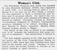 Elizabeth Robinson Abbott Waterbury Women's Club article.jpg